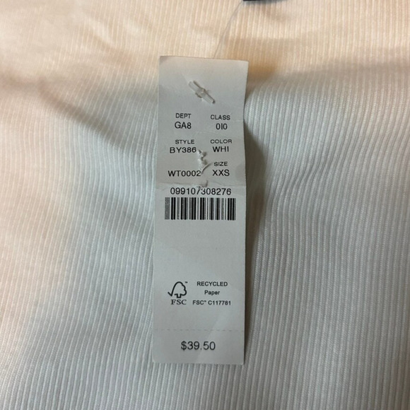 NWT J.Crew White Boatneck Ribbed Tee XXS Cotton Modal Stretch Knit - Picture 6 of 6